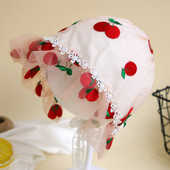 Slatka kapa u obliku trešnje za djevojčicu Proljeće Ljeto Čipkana princeza Šešir za novorođenče Šešir za dojenčad Šešir za malu djecu Dječja kapa s kapom