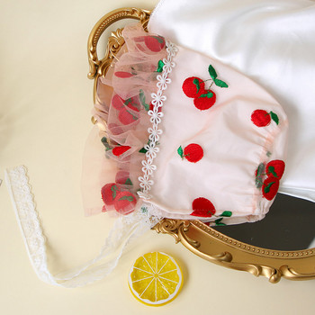 Сладка черешова шапка за момиченце, пролет, лято, дантелена принцеса, шапка за новородено бебе, шапка с боне за бебета, шапка с шапки за малки деца