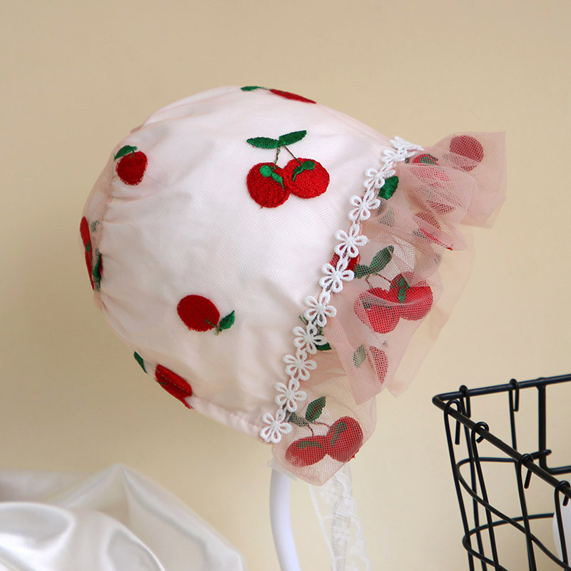 Slatka kapa u obliku trešnje za djevojčicu Proljeće Ljeto Čipkana princeza Šešir za novorođenče Šešir za dojenčad Šešir za malu djecu Dječja kapa s kapom