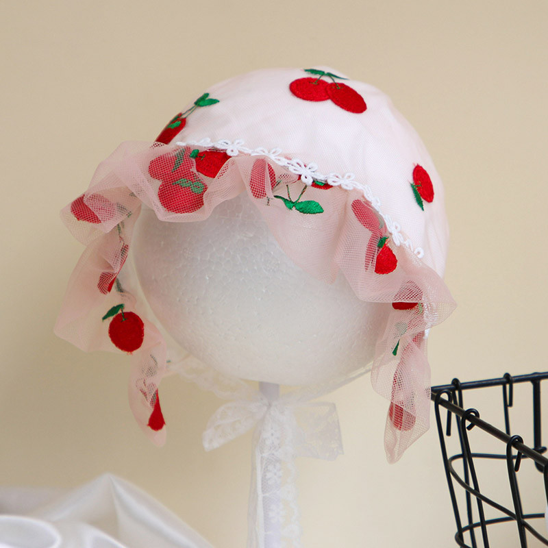 Slatka kapa u obliku trešnje za djevojčicu Proljeće Ljeto Čipkana princeza Šešir za novorođenče Šešir za dojenčad Šešir za malu djecu Dječja kapa s kapom