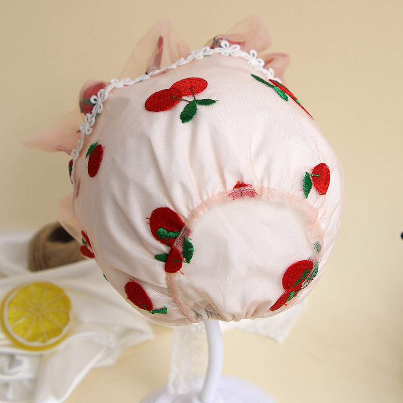 Slatka kapa u obliku trešnje za djevojčicu Proljeće Ljeto Čipkana princeza Šešir za novorođenče Šešir za dojenčad Šešir za malu djecu Dječja kapa s kapom
