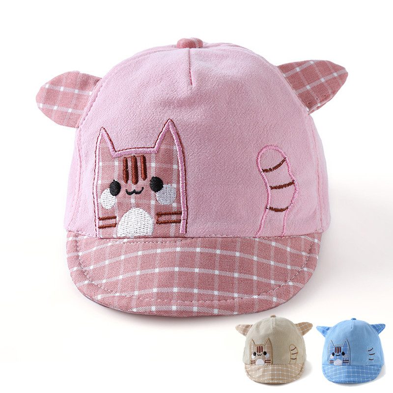 Dječja bejzbol kapa s mačjim ušima, karirana, za djevojčice, za dječake, šešir za sunce, proljeće, ljeto, dojenčad, malu djecu, dječju kapu sa šiltom za plažu 1-3 godine