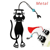 1vnt Kawaii Black Cat žymės knygoms 3D metalinis stereofoninis gyvūnų knygos ženklas mokinių mokytojų dovanoms Kūrybinės raštinės reikmenys