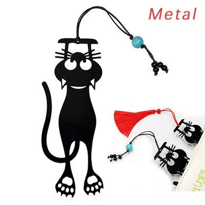 1 tk Kawaii musta kassi järjehoidjad raamatute jaoks 3D metallist stereoloomade raamatumärk õpilastele õpetajate kingituste jaoks loomingulised kirjatarbed