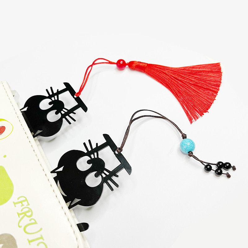 1vnt Kawaii Black Cat žymės knygoms 3D metalinis stereofoninis gyvūnų knygos ženklas mokinių mokytojų dovanoms Kūrybinės raštinės reikmenys