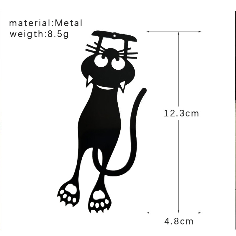 1vnt Kawaii Black Cat žymės knygoms 3D metalinis stereofoninis gyvūnų knygos ženklas mokinių mokytojų dovanoms Kūrybinės raštinės reikmenys