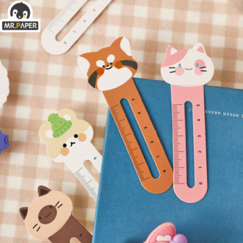 Mr. Paper 30Pcs/Box Cartoon Animal Bookmark Cute Bear Kitten Student Ruler Bookmark Students Supplies