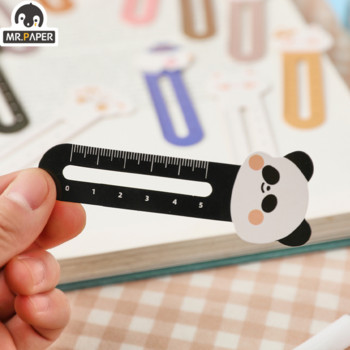 Mr. Paper 30Pcs/Box Cartoon Animal Bookmark Cute Bear Kitten Student Ruler Bookmark Students Supplies