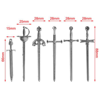 6 бр./компл. Антични мечове Нож Талисмани за отметки Метални отметки Висулки Щипки за книги Маркери Консумативи за занаяти Направи си сам Изработка на бижута