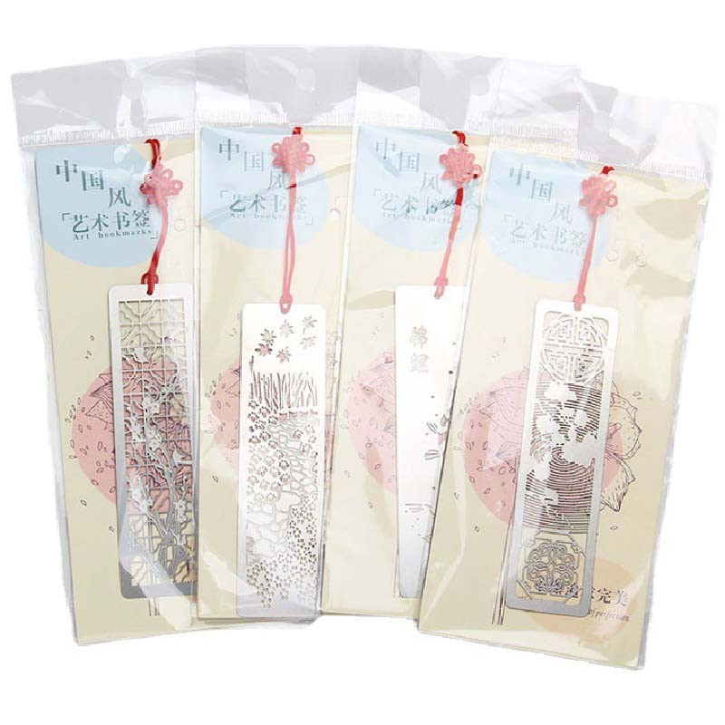 Hiina stiilis järjehoidjad Loomingulised metallist õõnsad metallist raamatumärgid punase sõlmega lastele õpilastele kingitused koolitarbed