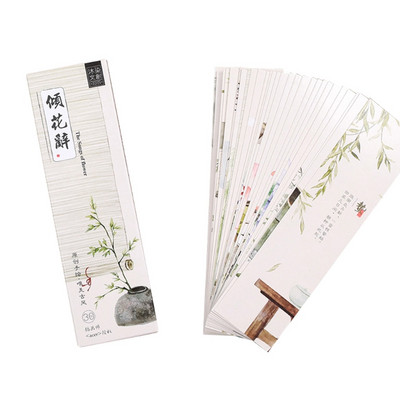 30 buc 18 stiluri creativ în stil chinezesc flori hârtie semne de carte carduri de pictură retro frumos cutie marcaj cadouri comemorative