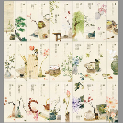 30 buc 18 stiluri creativ în stil chinezesc flori hârtie semne de carte carduri de pictură retro frumos cutie marcaj cadouri comemorative