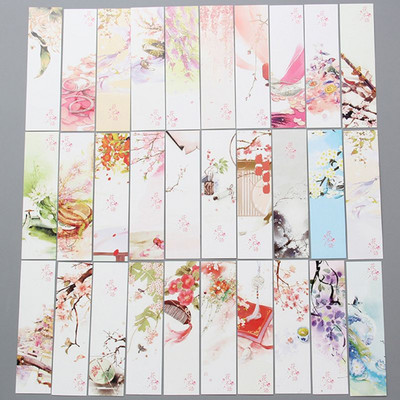 30 buc 18 stiluri creativ în stil chinezesc flori hârtie semne de carte carduri de pictură retro frumos cutie marcaj cadouri comemorative