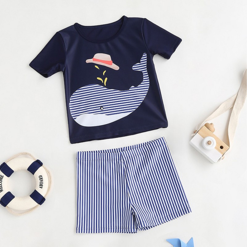 Costum de baie pentru copii mici, băieți, tricou cu mânecă scurtă cu imprimeu de desene scurte, haine, ținute, costum de baie pentru copii, îmbrăcăminte de plajă