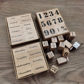 Număr digital de epocă Săptămâna Lună Ștampilă DIY Ștampile din cauciuc din lemn pentru Scrapbooking Bullet Journaling
