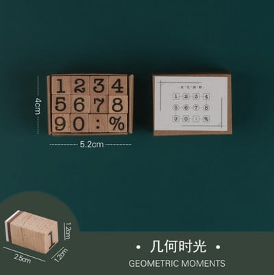Număr digital de epocă Săptămâna Lună Ștampilă DIY Ștampile din cauciuc din lemn pentru Scrapbooking Bullet Journaling