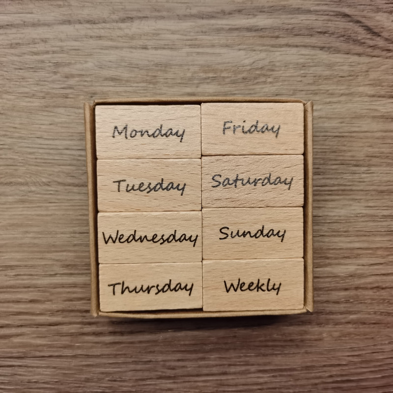Număr digital de epocă Săptămâna Lună Ștampilă DIY Ștampile din cauciuc din lemn pentru Scrapbooking Bullet Journaling