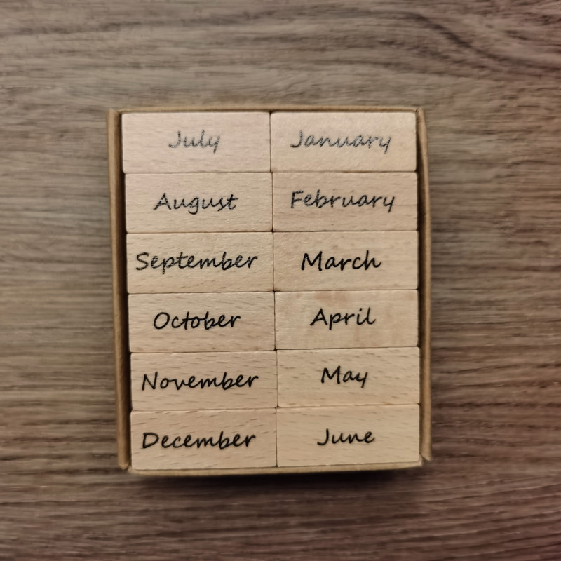 Număr digital de epocă Săptămâna Lună Ștampilă DIY Ștampile din cauciuc din lemn pentru Scrapbooking Bullet Journaling