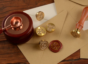 Печат с восъчен печат, смяна на месингова глава, злато, 25 мм медни печати, восъчен печат с келтски възел на wiccan