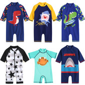 Vasaras bērnu viendaļīgs peldkostīms zēnu sērfošanas kostīms bērniem ar vidējām piedurknēm Anti-UV peldkostīms multfilmas zīdaiņu zīdaiņu peldkostīms 유아수영복