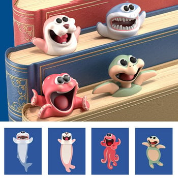 1PC 3D Stereo Cartoon Marker Animal Style Bookmark Cartoon Doll Ocean Series Κλιπ βιβλίου Σελιδοποίηση Mark School Student Χαρτικά