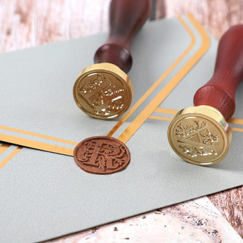 JIANWU 1 τμχ Creative Letter Fire Paint Seal Handle and Copper Head Stamps Sealing Wax Card Making DIY Journaling Stationery