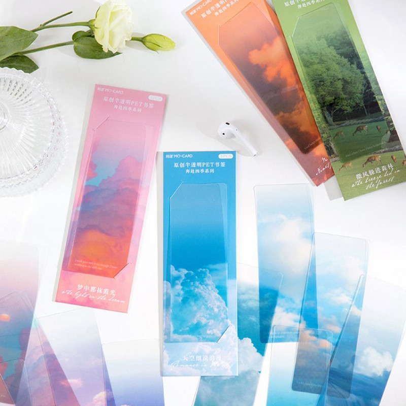 5kom Rush To Four Seasons oznake za knjige PET prozirni držač markera za stranice Sun & Moon Jedinstveni poklon za čitanje