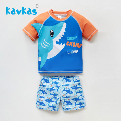 Kavkas Kids Boys Rash Guard komplekt Shark Animals Cartoon Printed 12M-8Y Baby Boys Beach Wear kalamustriga ujumiskostüümi komplekt