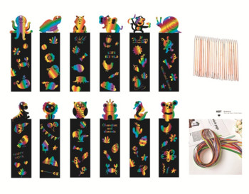 10 τμχ/12 τμχ/Σετ σελιδοδείκτες για ξύσιμο ζώων Δημιουργικό DIY πολύχρωμο χαρτί γρατσουνίσματος Παιδικά είδη καλλιτεχνικής ανάγνωσης για μαθητές