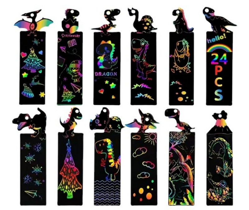 10 buc/12 buc/set de semne de carte pentru zgârierea animalelor, bricolaj, hârtie de zgâriat colorată, pentru copii, materiale pentru citire de artă