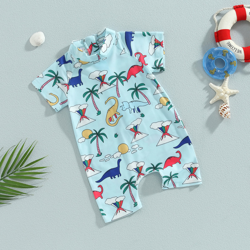 ma&baby 1-5Y Kid Baby Boy Kupaći kostim Coconut Tree Dinosaur Print Zip Kupaći kostim Ljetni kupaći kostim za plažu