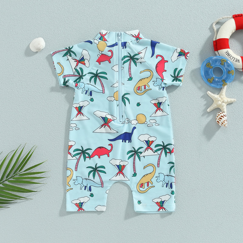 ma&baby 1-5Y Kid Baby Boy Kupaći kostim Coconut Tree Dinosaur Print Zip Kupaći kostim Ljetni kupaći kostim za plažu