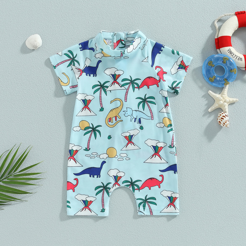 ma&baby 1-5Y Kid Baby Boy Kupaći kostim Coconut Tree Dinosaur Print Zip Kupaći kostim Ljetni kupaći kostim za plažu
