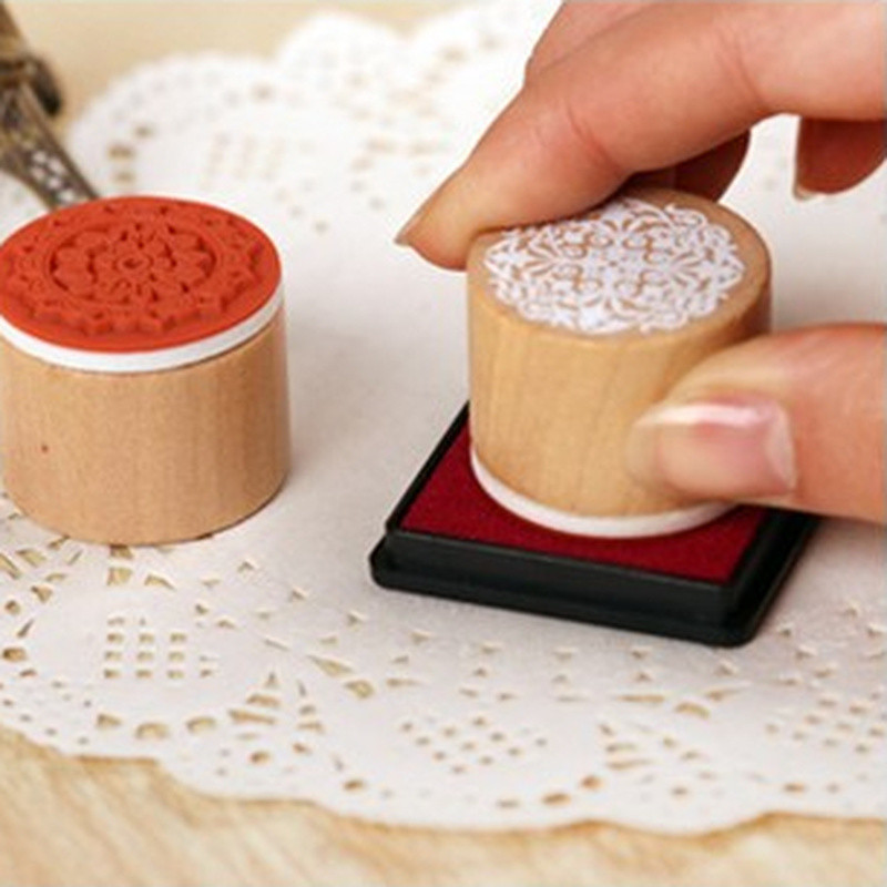 Mini vintage pits-lillemustriline tempel DIY puidust kummist templid õpilastele Scrapbooking märkmiku kujundusega kirjatarvete tempel