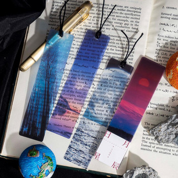 Mr.paper 8 Styles 5Pcs/bag Simple Landscape PVC Bookmark Creative INS Style Moon Student Reading Bookmark Ученически пособия