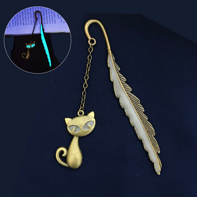 Kreativne svjetleće metalne oznake s perjem Zlatno-srebrne oznake za knjige s mačkama za učenike Poklon učitelja Novi pribor za knjige