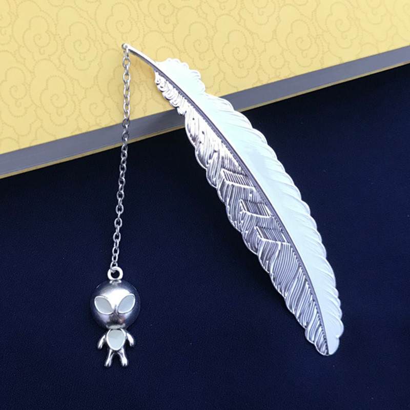 Kreativne svjetleće metalne oznake s perjem Zlatno-srebrne oznake za knjige s mačkama za učenike Poklon učitelja Novi pribor za knjige