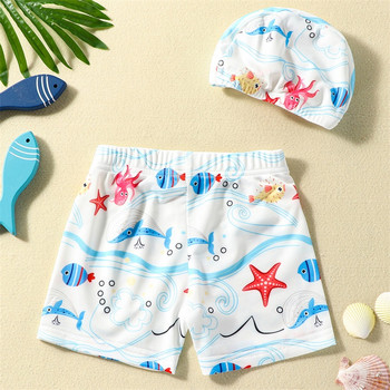 2-6Y Kids Boys Swim Shorts Shark/Dinosaur/Starfish Εκτύπωση Μαγιό παραλίας Παιδικό μαγιό Μαγιό με σκουφάκι