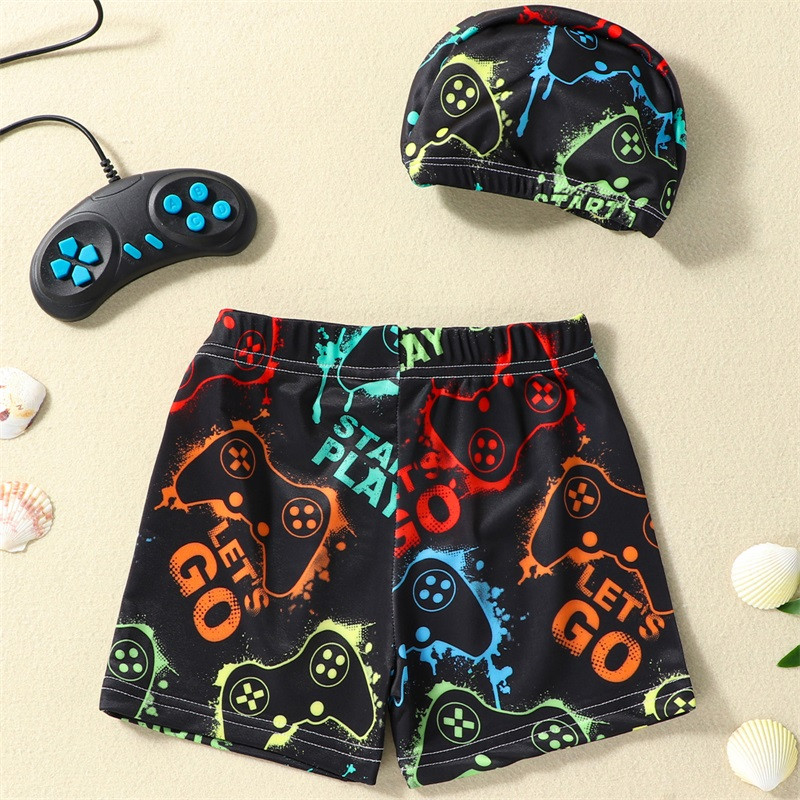 Dječje kupaće hlače za dječake od 2 do 6 godina, kupaći kostimi za plažu s printom morskog psa/dinosaura/morske zvijezde, dječji kupaći kostim s kapom za plivanje