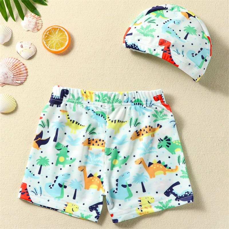 Dječje kupaće hlače za dječake od 2 do 6 godina, kupaći kostimi za plažu s printom morskog psa/dinosaura/morske zvijezde, dječji kupaći kostim s kapom za plivanje