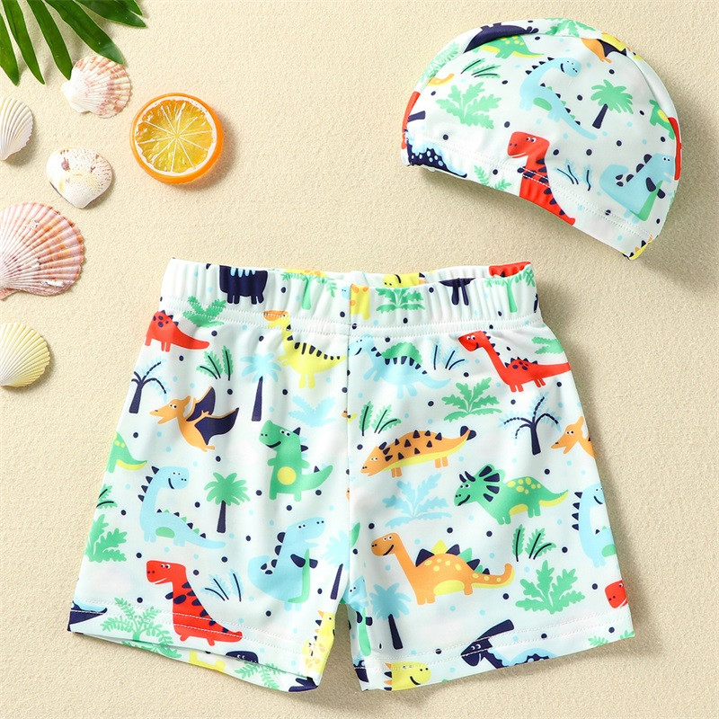 Dječje kupaće hlače za dječake od 2 do 6 godina, kupaći kostimi za plažu s printom morskog psa/dinosaura/morske zvijezde, dječji kupaći kostim s kapom za plivanje
