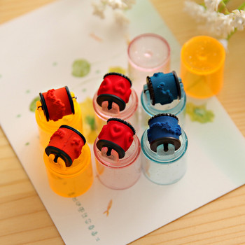 3/6Pcs Kawaii Colorful Roller Stamp Pad Seal Learning Cartoon DIY Cute Roller Highlighter Pens Drawing Diary for Kids Stationery