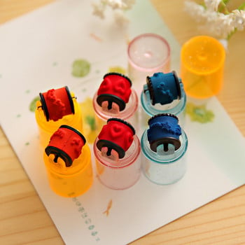 3/6Pcs Kawaii Colorful Roller Stamp Pad Seal Learning Cartoon DIY Cute Roller Highlighter Pens Drawing Diary for Kids Stationery