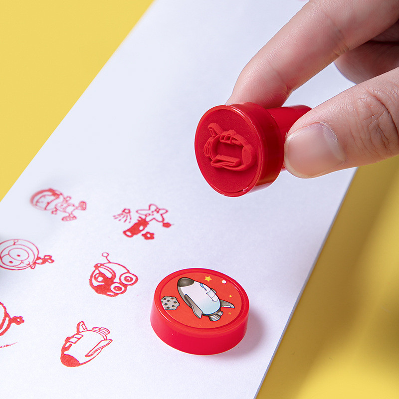 10 vnt./rinkinys Erdvinis apvalus antspaudų rinkinys Vaikams Dovanų Žaislai Savarankiškai rašantis Scrapbooking Plokštės Rašalo Pagalvėlės Antspaudas