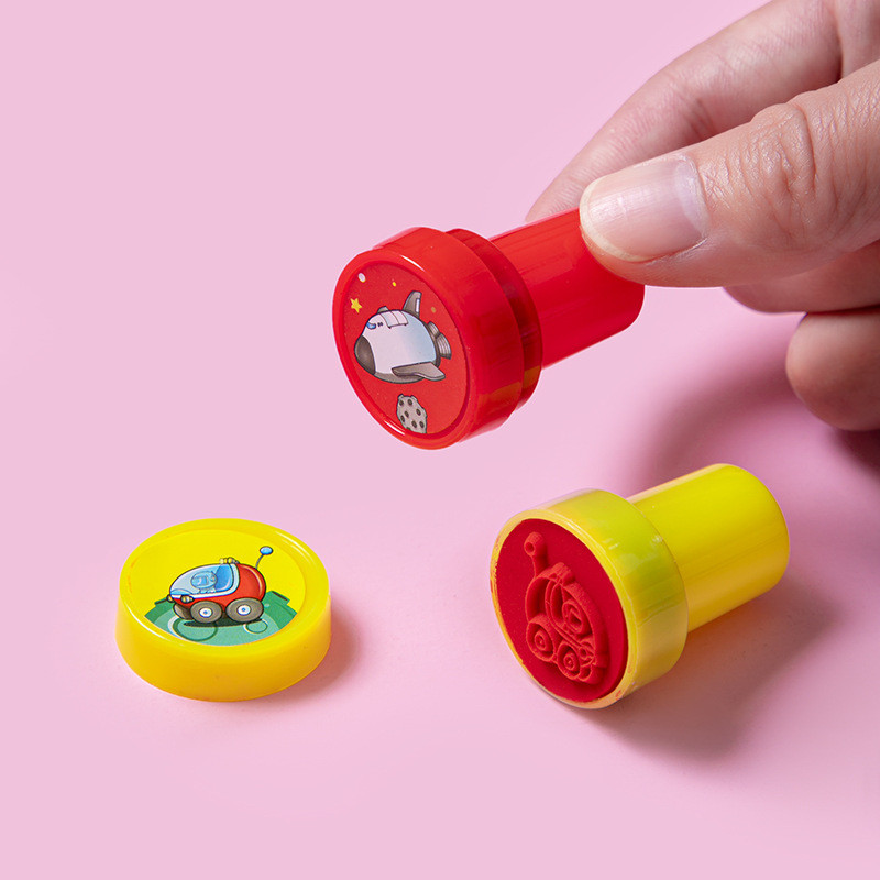 10 vnt./rinkinys Erdvinis apvalus antspaudų rinkinys Vaikams Dovanų Žaislai Savarankiškai rašantis Scrapbooking Plokštės Rašalo Pagalvėlės Antspaudas