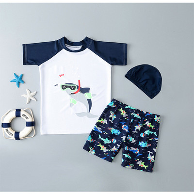 Dječji kupaći kostim za dječake, dječji kupaći kostim od 3 komada, dječji kupaći kostim za surfanje, dječja odjeća za surfanje, odjeća za plažu sa šeširom