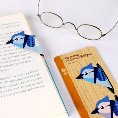 Kreativne ljupke ptice, magnetne knjižne oznake Kemijska olovka, magnetske knjižne oznake posebnog oblika, dodaci za knjige, korejski pribor