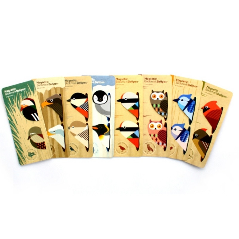 Kreativne ljupke ptice, magnetne knjižne oznake Kemijska olovka, magnetske knjižne oznake posebnog oblika, dodaci za knjige, korejski pribor