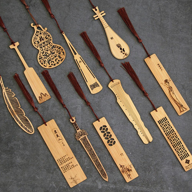 Chic suvenir dopisnica Poklon za studente Kineski stil Uredska mapa knjiga Drvena oznaka Isječak knjige Oznaka stranice