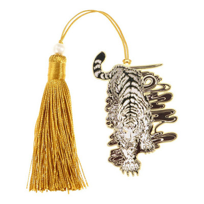 Új kínai stílusú retro mitikus könyvjelző bojtárral Kreatív fém üreges sárkánytigris könyvkapcs Diák ajándék irodaszerek